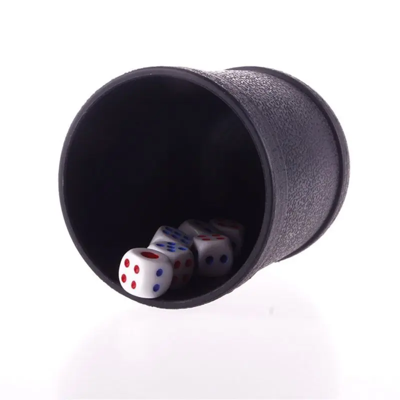 

Black PVC Dice Cup Board Game KTV Pub Casino Party Game Dice Box with 5 Dices 875D