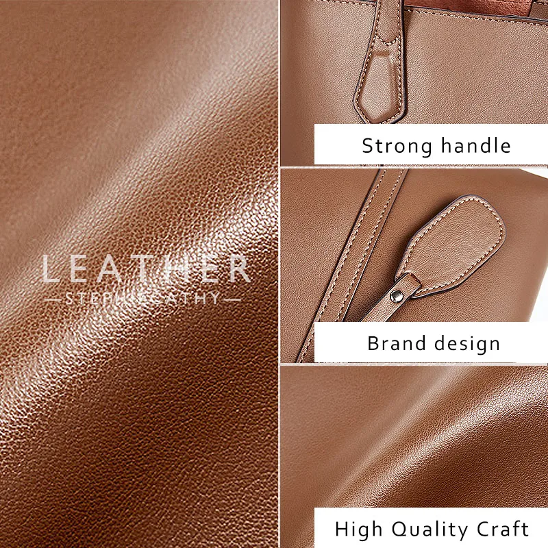 SC Fashion Genuine Leather Shoulder Bag For Women Large Casual Classic Tote Soft Real Female Daily Working Handags Purse |