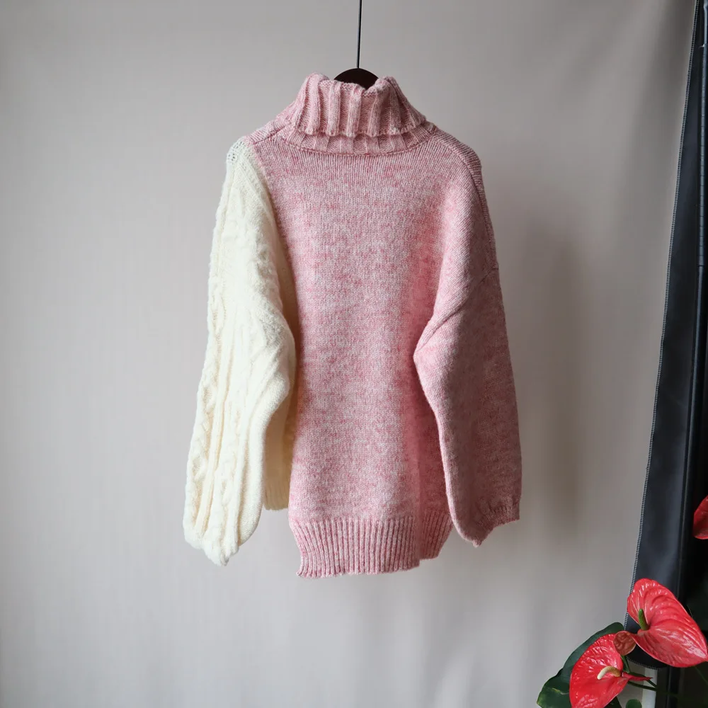 

Color matching high neck sweater for women fall / winter 2020