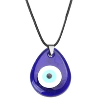 evil eye glass blue turkish evil eye pendant necklace leather long neck chain necklace fashion jewelry for women girls lb1226 e