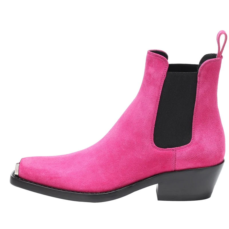 

2020 winter New Fashion Metal Pointed Toe Ankle Boots for Genuine Leather Womens Boots Woman Slip on Flat Ladies Basic Shoes