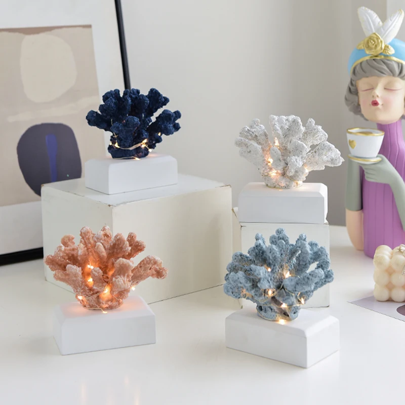 Коралловая ракушка скульптура светодиодный Светодиодная настольная лампа для