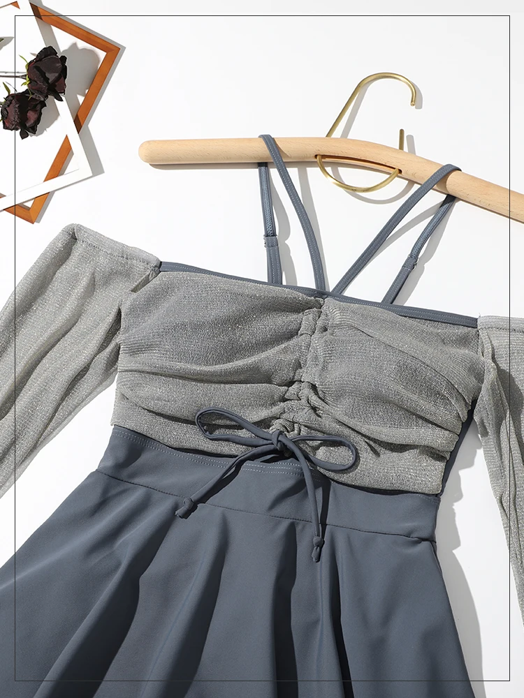 Новинка 2022 женский слитный купальник с длинным рукавом купальный костюм мягкой