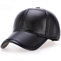 men warm travel adult soft vintage sports driving outdoor autumn winter sun hat adjustable baseball cap solid pu leather