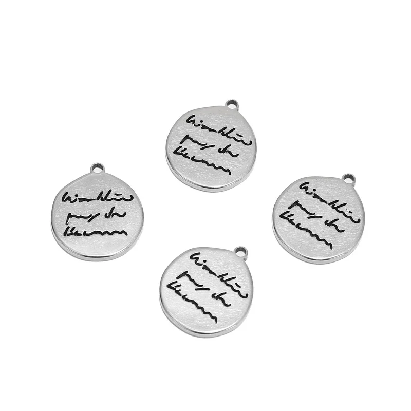 

20pcs/lot Stainless Steel Round Medal Charms Love Pendants for DIY Jewelry Necklaces Bracelets Making Findings Accessories