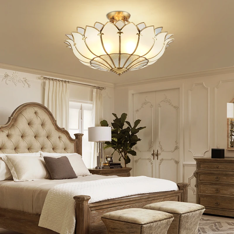 

American Simple Ceiling Lights Luxury Living Room Warm Bedroom Ceiling Lamp Modern Lotus Restaurant Hotel Villa Lighting Fixture