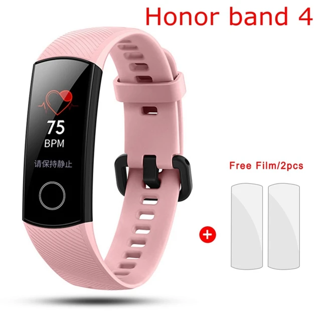 Pink 2pcs film Huawei Honor Band 4 5 умный Браслет 0,9" OLED сенсорный экран Водонепроницаемый Фитнес-трекер Браслет монитор сердечного ритма во время сна - Цвет: Pink 2pcs film