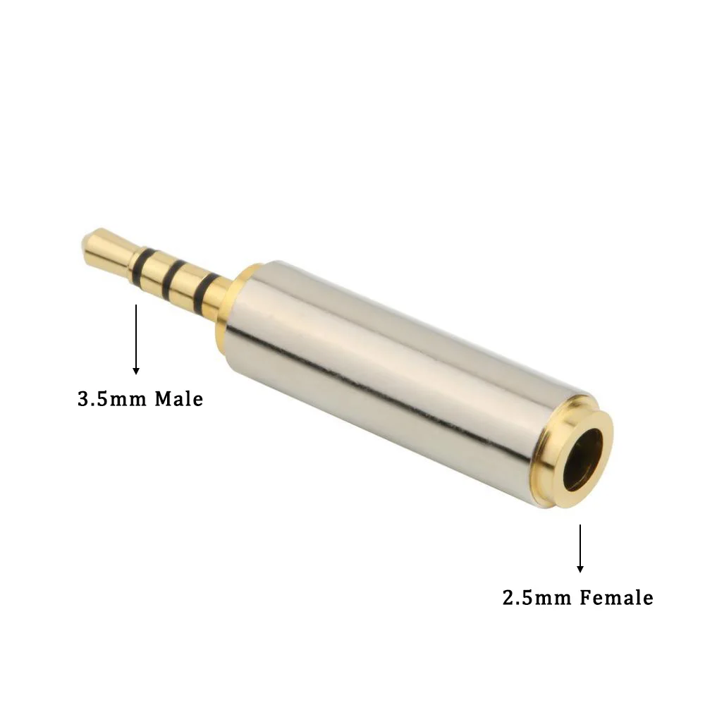 

1Pcs Gold 3.5mm to 2.5mm / 2.5 mm to 3.5 mm Female Audio Stereo Adapter Plug Converter Headphone Jack For Nokia Earphone Adapter