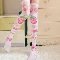 strawberry bow ultrathin women%e2%80%99s silk stockings women over knee thigh high stockings lovely girls lolita cosplay long socks