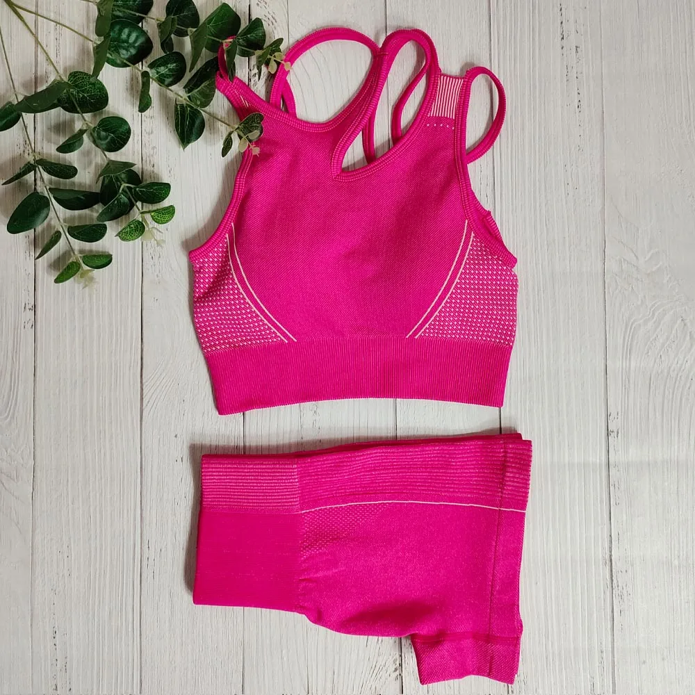 

Seamless Yoga Shorts Set Gym Sports Suit Female Workout Clothes Support Sports Bra Set Women Sportwear Fitness Outfit For Woman