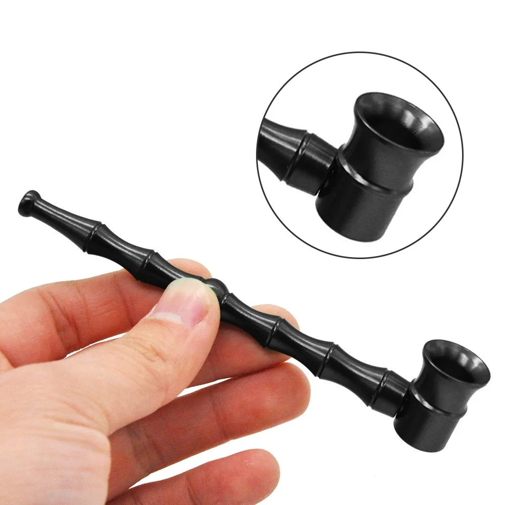 

Aluminum alloy hand Pipe Smoking Pipe tobacco Smoking Pipes for Home Party DIY Christmas Xmas Heat-resistant Non-stick Black