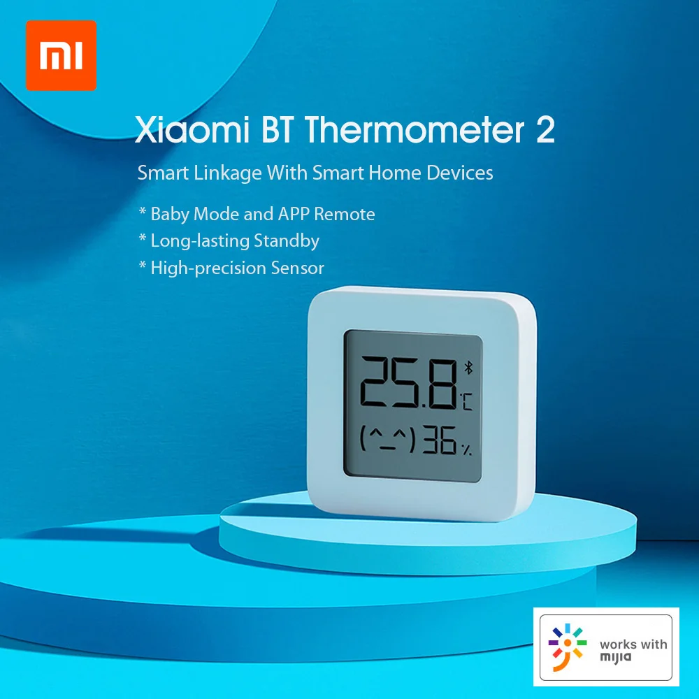 Оригинальный Bluetooth датчик температуры и влажности Xiaomi Mijia 2 умных ЖК-экрана