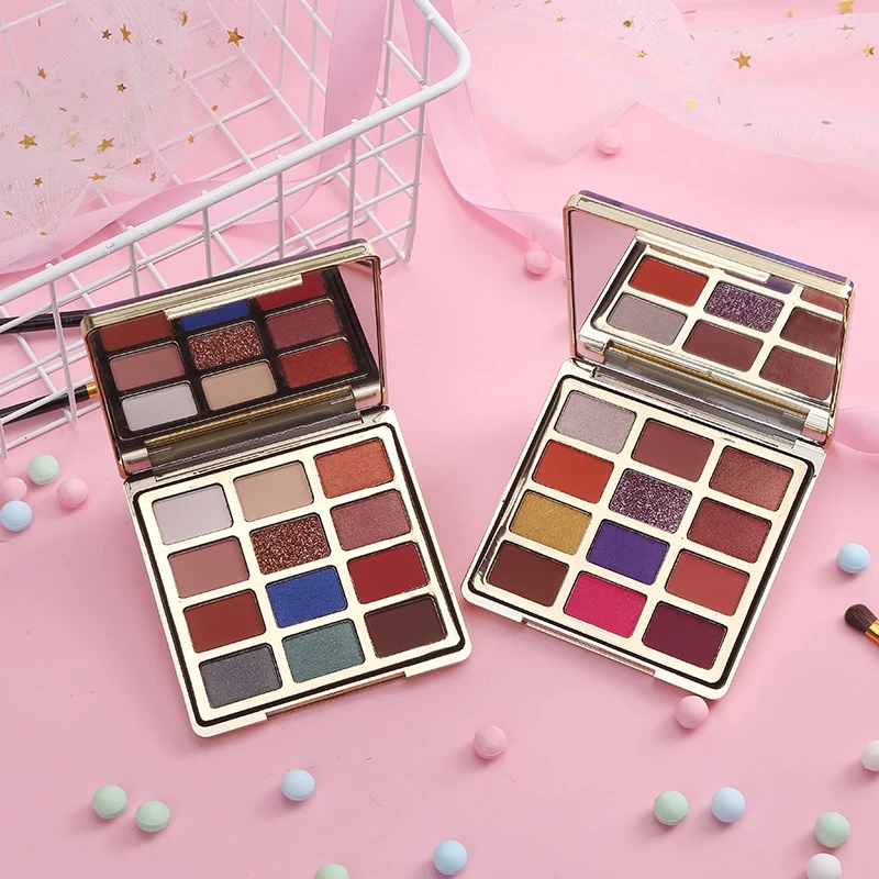 12 цветов Палитра теней для век Золотой Фиолетовый матовый блеск водостойкая