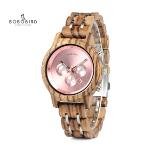 Женские часы BOBO BIRD, деревянные женские кварцевые часы, секундомер для Woemen, женские часы на заказ, кварцевые наручные часы P18