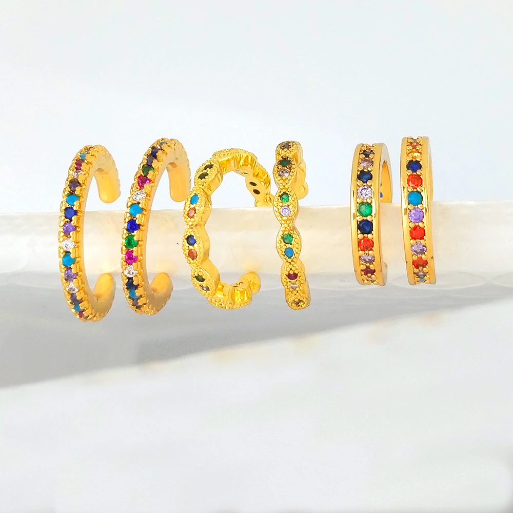 Женские радужные серьги клипсы без Имитация пирсинга Надеваемые На ушной хрящ