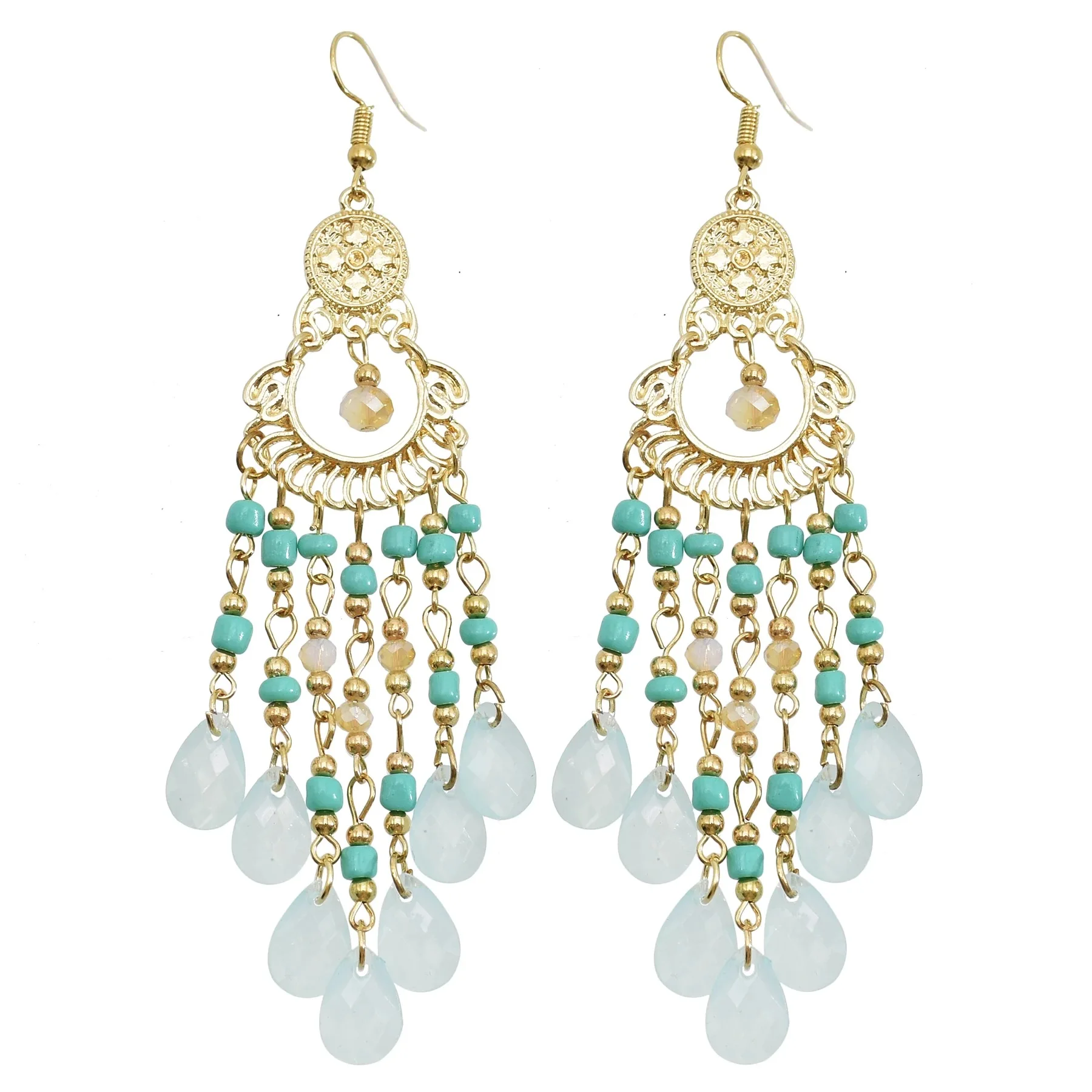 

2021 Fashion Jewelry Earing Portia Long Fun Rice Beads Drop Tassel Zircon Female Earrings Wedding Part Gifts