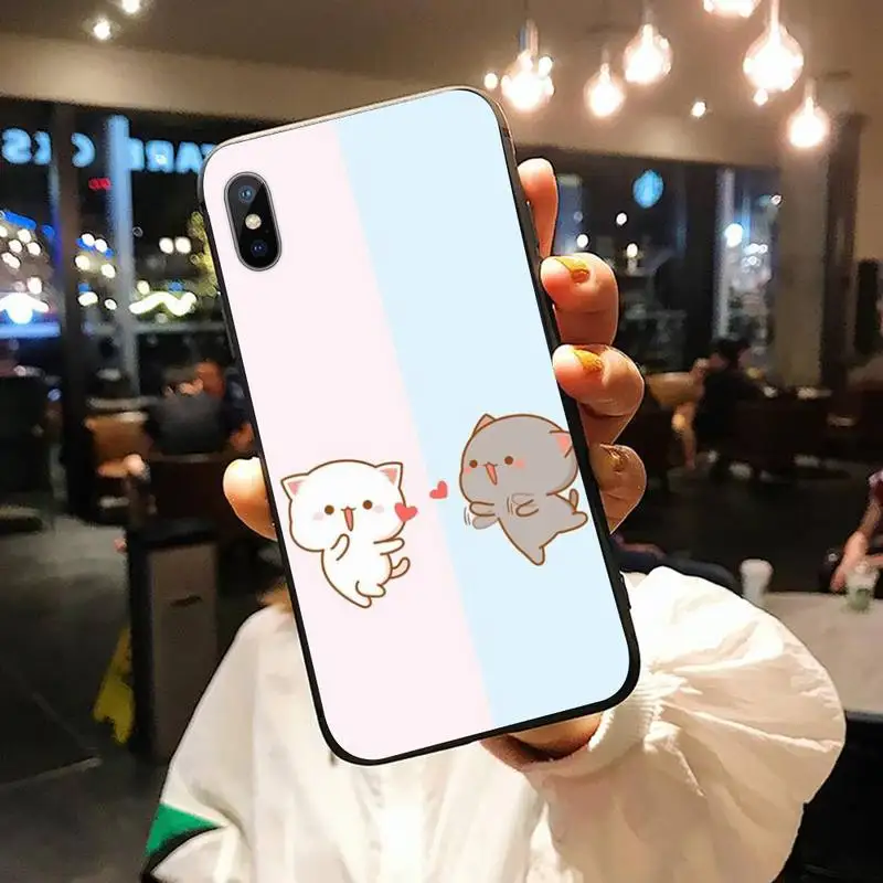 

Cartoon cute peach cat luxury mobile Phone Case shell for iPhone 11 12 pro XS MAX 8 7 6 6S Plus X 5S SE 2020 XR
