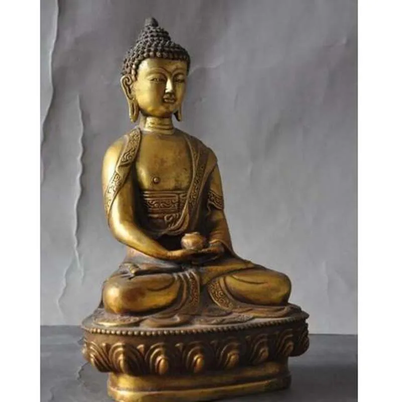 Старый тибетский буддизм латунная позолота медицина Будда Шакьямуни Shakyamuni