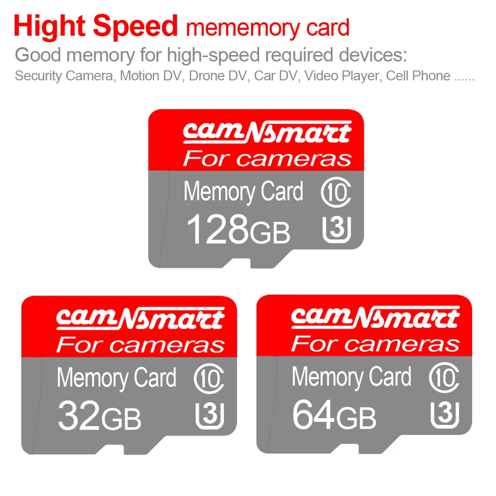 Tarjeta de memoria TF de alta velocidad U3 Clase 10, tarjeta Micro SD TF/SD para Wifi en casa, accesorio de cámara de seguridad de 128GB 64GB 32GB