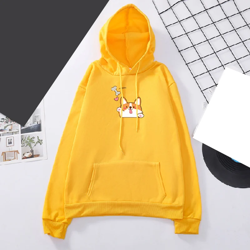Женская флисовая толстовка с капюшоном принтом собаки толстовки и длинными
