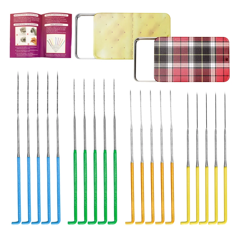 Nonvor 20 шт. с красочными шерстяными вязальные Иглы ящик для инструментов 2 типа игл