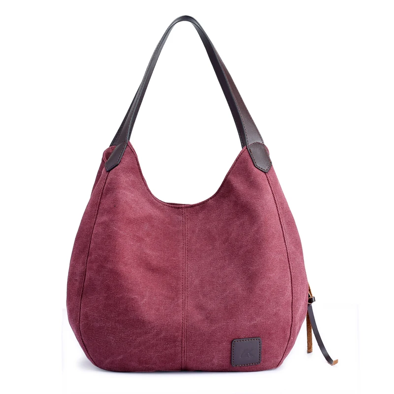 

New Canvas Bags Women's Handbags Fashion All-match Literary Simple Korean Version One-Shoulder Multi-compartment Leisure Big Bag