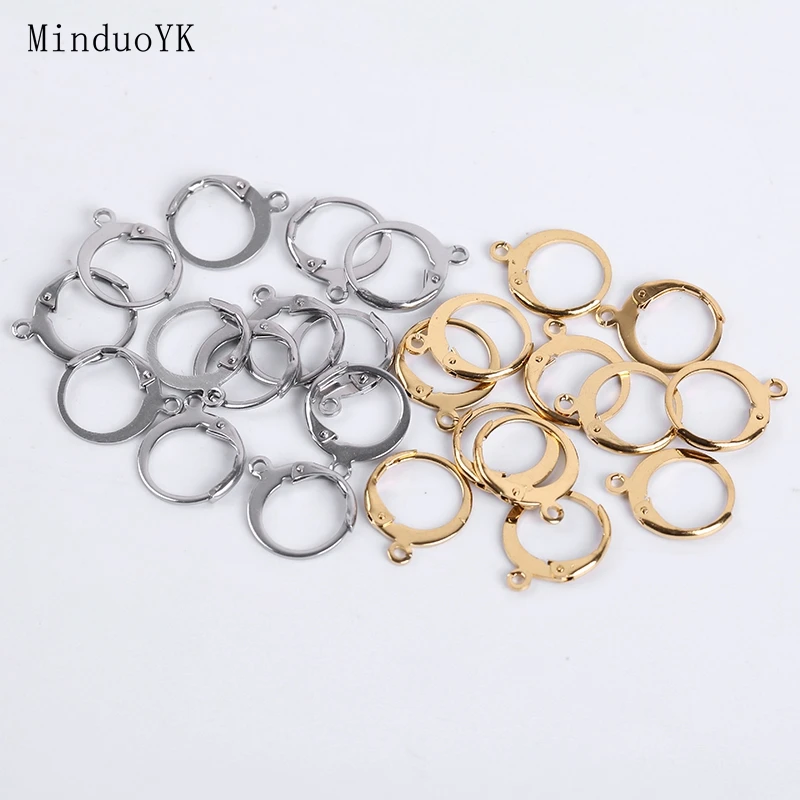20-50Pcs/Lot 14x12mm Stainless Steel Diy French Earring Hooks Wire Settings Base Hoops Earrings Accessories For Jewelry Making