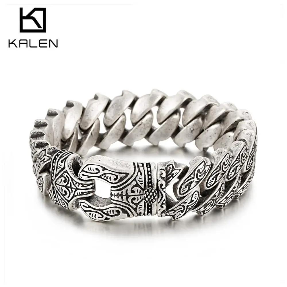 Браслет цепочка мужской из нержавеющей стали винтажная массивная бижутерия в