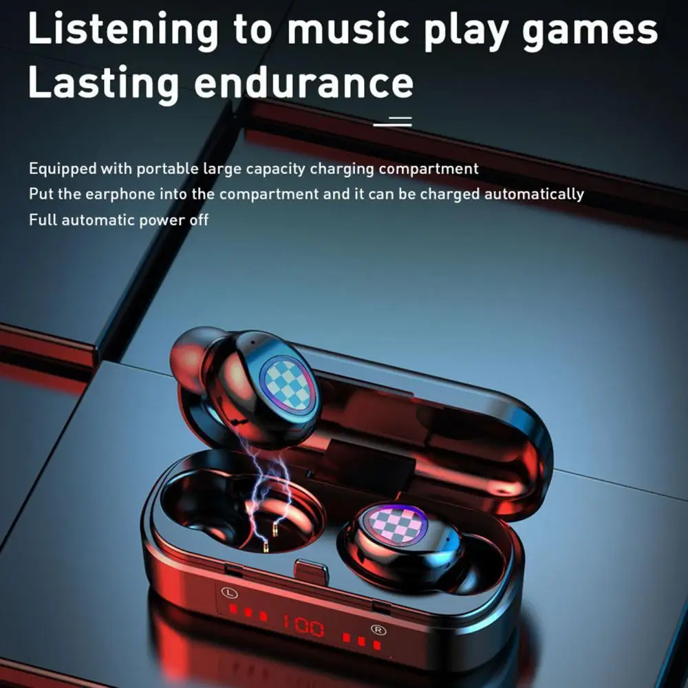 

V7 Mini TWS Bluetooth 5.0 Wireless Earphone Rechargeable HiFi 9D Stereo Earbuds Good Sound Quality Handsfree No Delay Headset