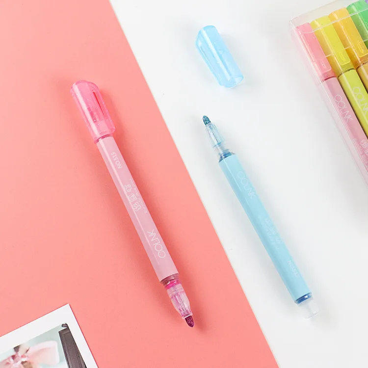 8 цветов флуоресцентная ручка маркер двойная линия маркеры набор пуля журнал