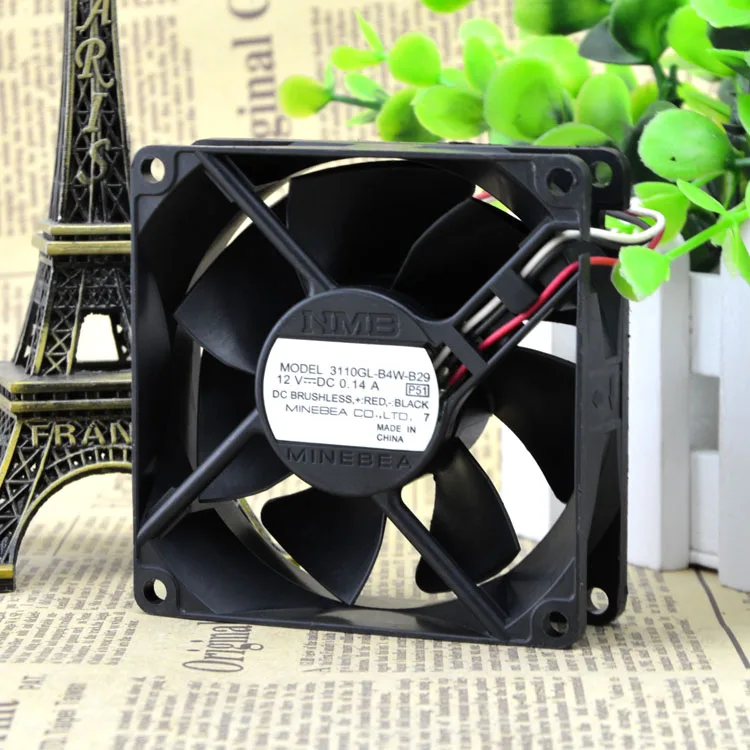 

Новый 3110GL-B4W-B29 12V 0.14A 8 см 8025 3 провода защиты электродвигателя Вентилятор охлаждения
