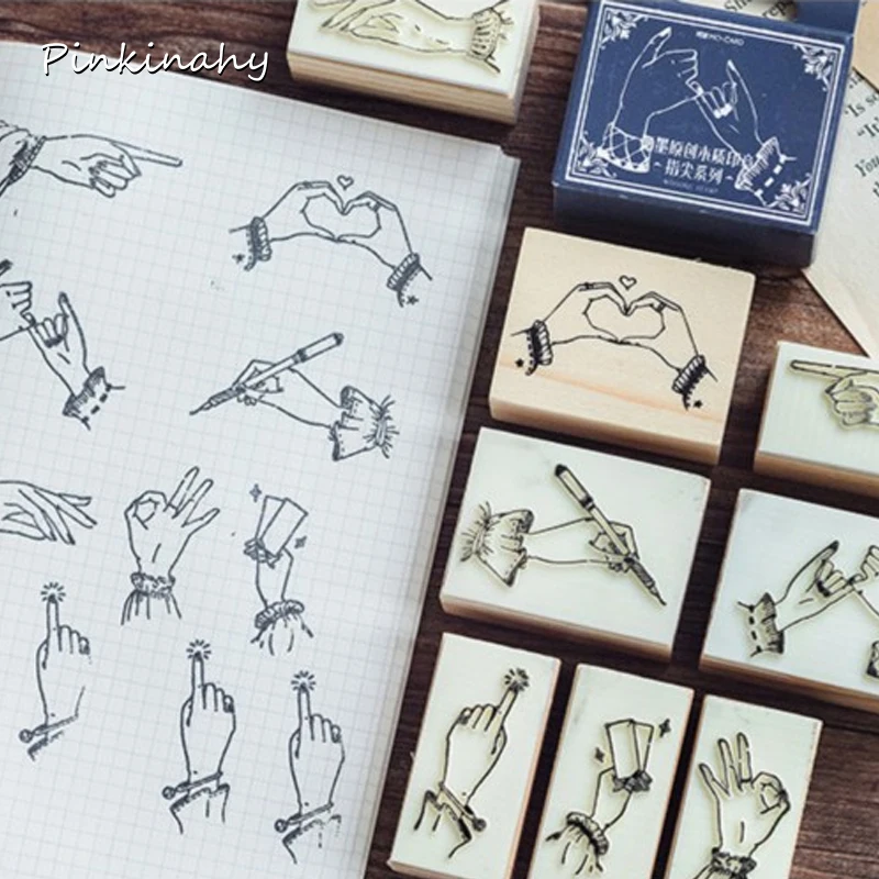 Креативный жест Деревянный штамп DIY Ручная работа деревянные и резиновые штампы