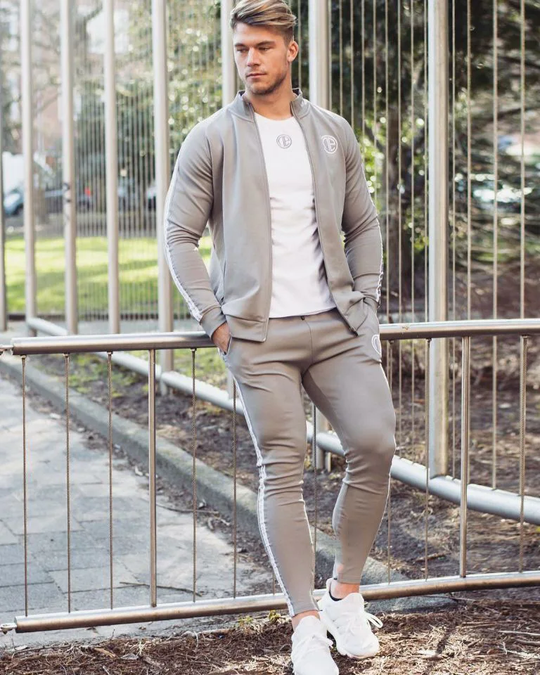 На молнии спортивный костюм для мужчин комплект из 2 предметов Одежда с принтом и