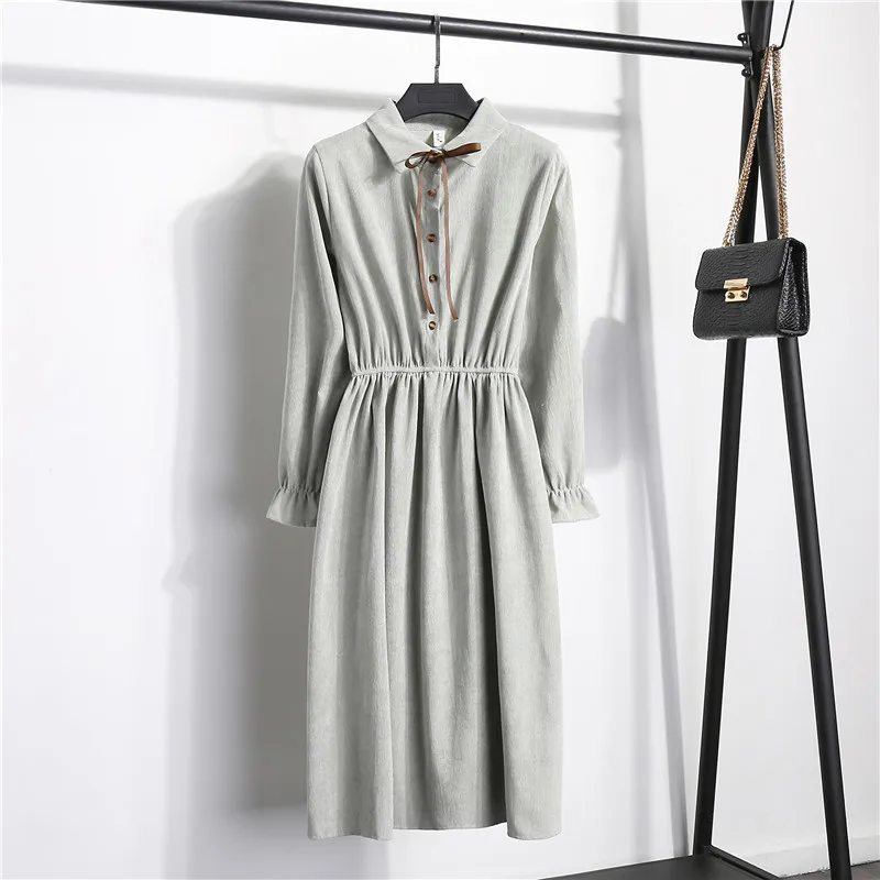 Новинка сезон осень-зима вельветовые платья однотонные Винтажные эластичные