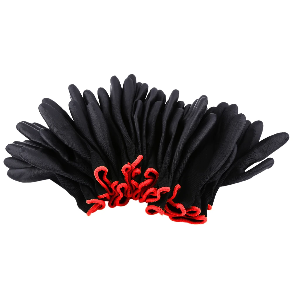 

Рабочие перчатки с нейлоновым покрытием, черного цвета, S/M/L, 12 пар