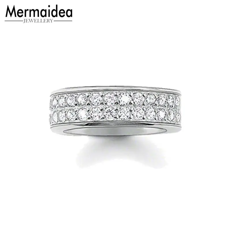 Посеребренные двухрядные белые циркониевые кольца высокое качество