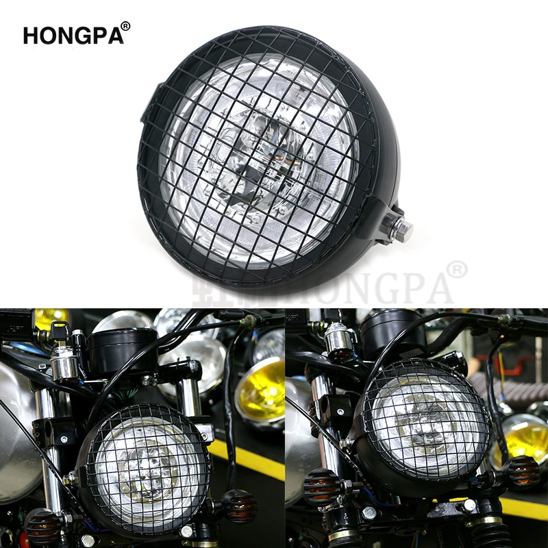 6 5 &quotмотоцикл гриль Фара Motocicleta светодиодные фары Гриль боковое Крепление крышка