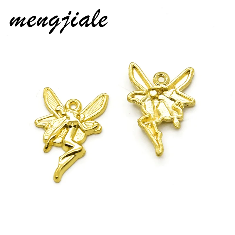 

20pcs Wholesale 3 Color Flower Fairy Elves Charms Alloy Metal Angel Pendants For DIY Handmade Jewelry Accessories Making 21*14mm
