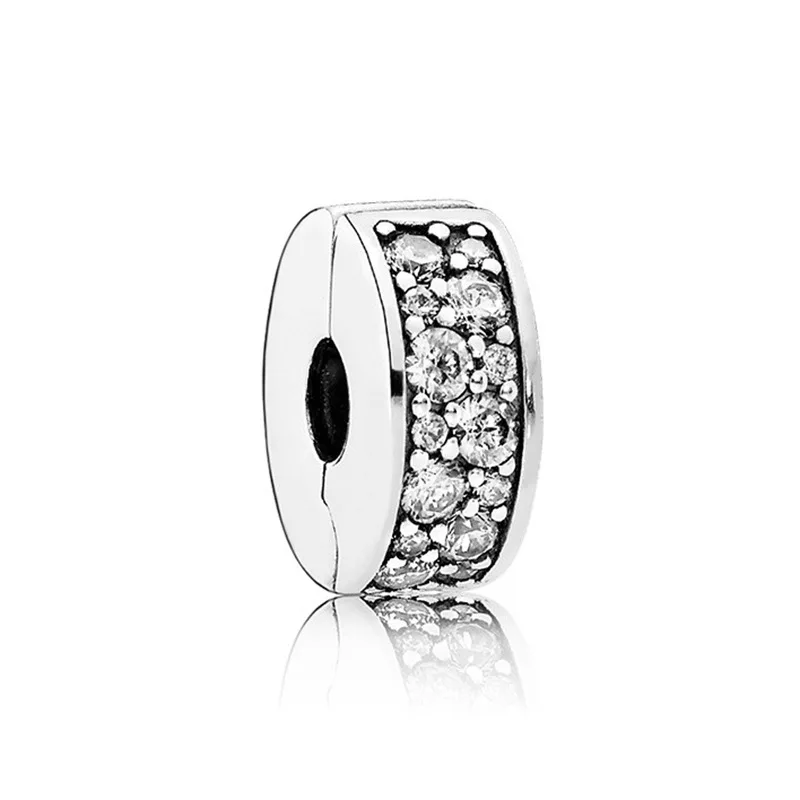Pandora-Fermoir en argent regardé 925, breloques à clip pavées de CZ, bouchon de perles AndrBeads détruites, convient au bracelet original, clip de bijoux en argent 925 2