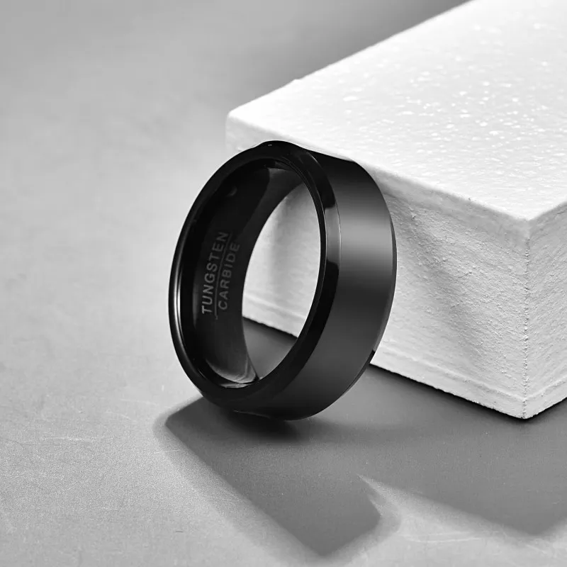 

8mm Black Tungsten Carbide Ring For Men Women High Finished Wedding Bands Carbon Fiber Rings Jewelry