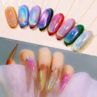 Магнитный гель лак для ногтей с эффектом кошачий глаз 8 мл, Радужный Блеск, удаляемый замачиванием, УФ-гель, цветной, блестящий, Auroras, лазерный гель