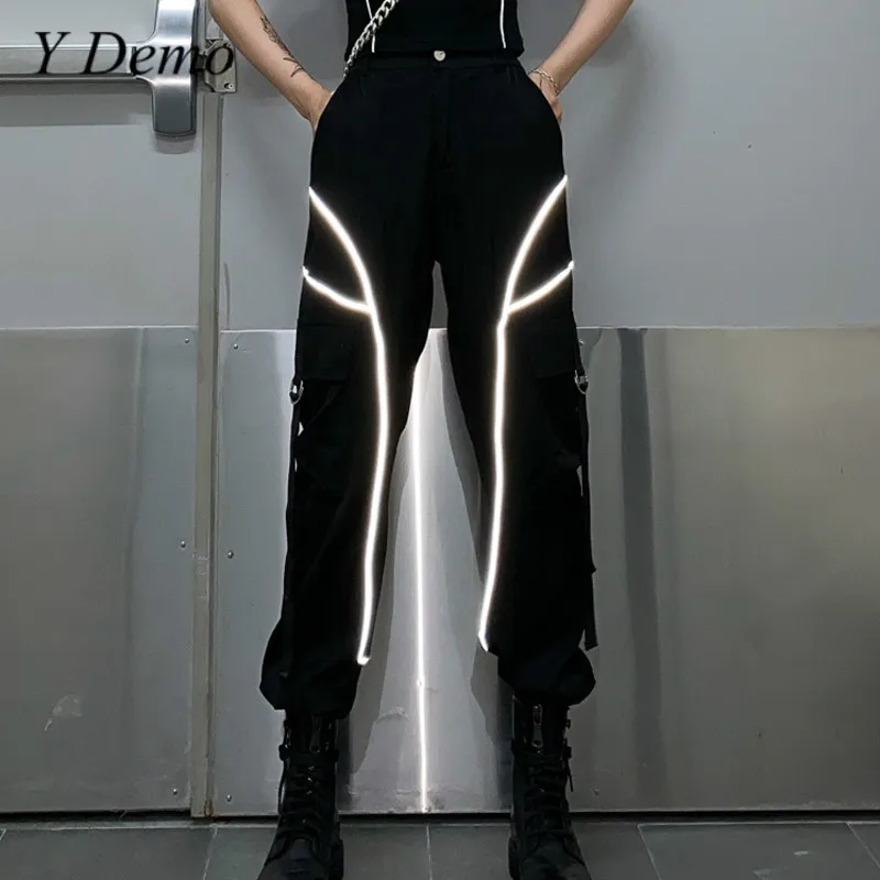 Y Demo Techwear женские брюки-карго с высокой талией ассиметричные брюки со