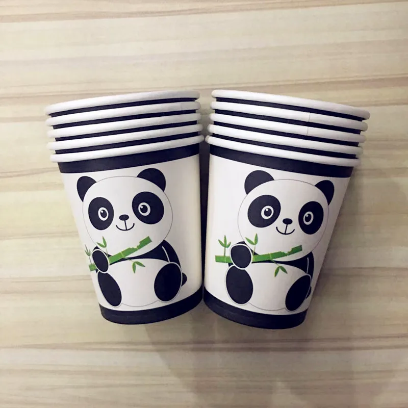63 шт./компл. милые Мультяшные панды одноразовые наборы посуды тема детский душ