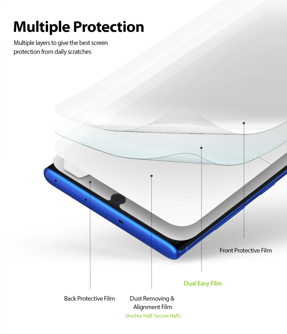 Ringke защита экрана двойная легкая пленка для Galaxy Note 10 Plus Высокое разрешение легкое применение плёнки для Note 10+ Pro [2 шт. в упаковке]