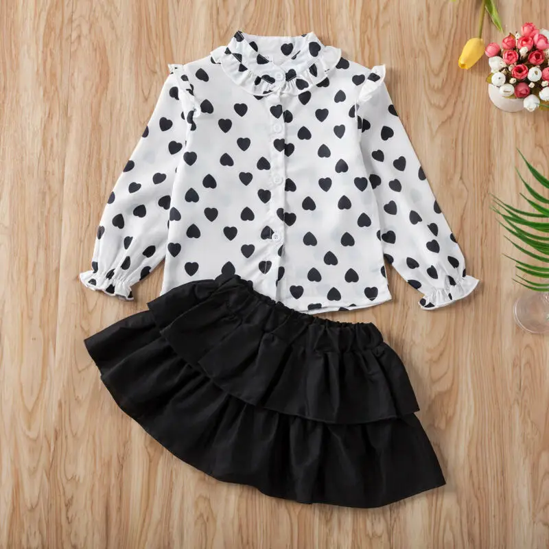 2020 Детские девочки Дети Осень Одежда с принтом в виде надписи Love черного белого