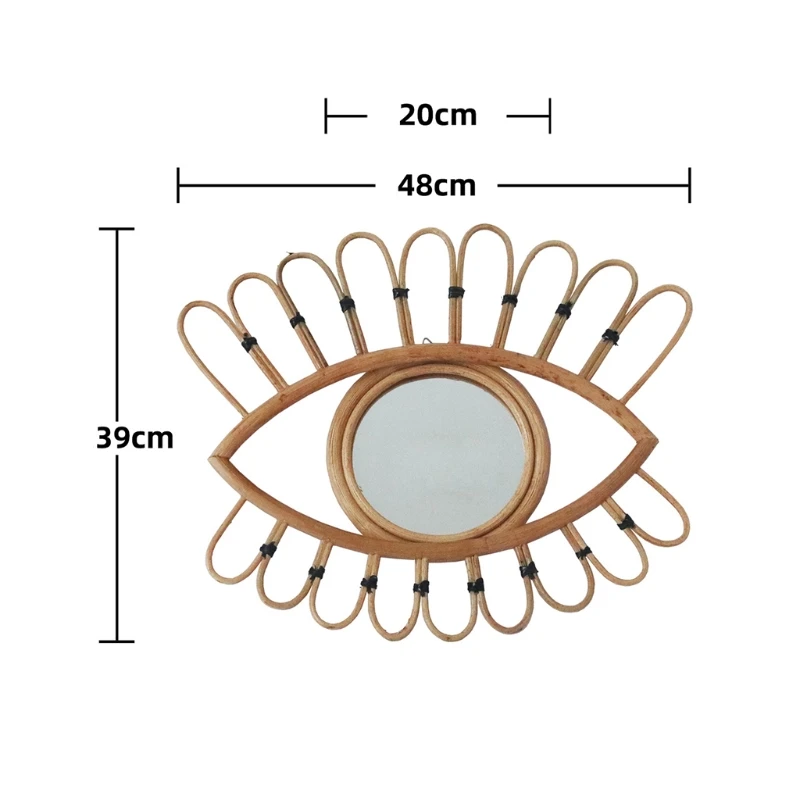 

LXAC Natural Rattan Decorative Wall Mirror Eye Makeup Mirrors Innovative Art Decoration for Dressing Bathroom Apartment Bedroom