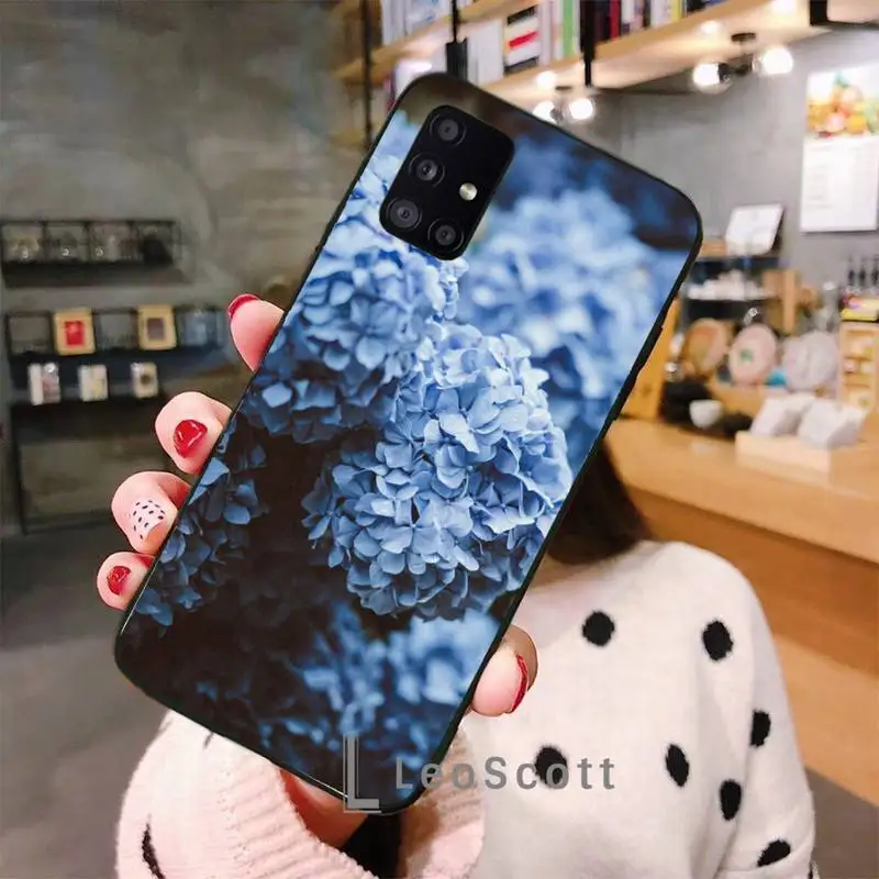 

Blue Hydrangea Botanical flower Phone Case For Samsung A40 A50 A51 A71 A20E A20S S8 S9 S10 S20 Plus note 20 ultra 4G 5G