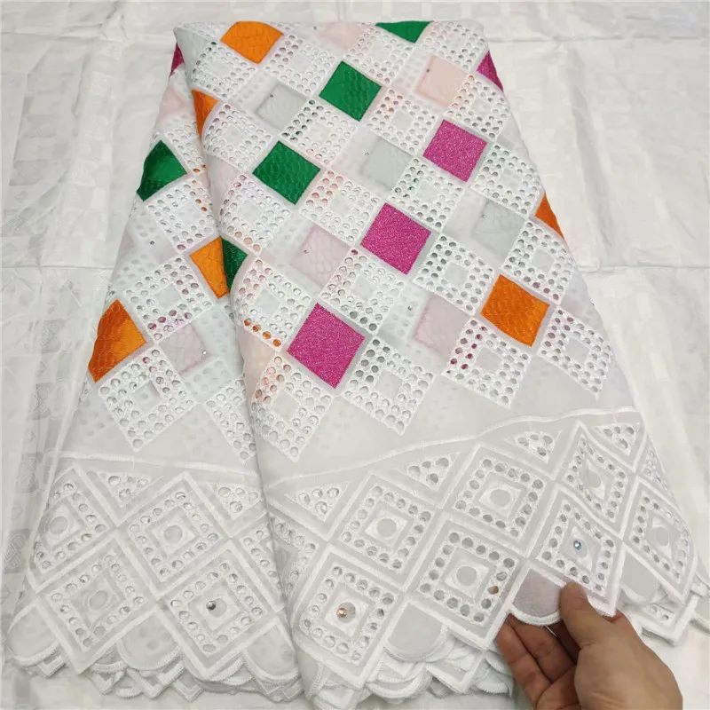 Белая африканская сухая кружевная ткань швейцарская вуаль с камнями швейцарское