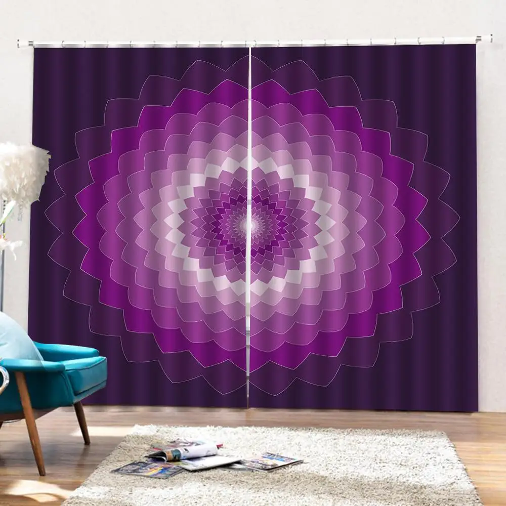 Фиолетовые тона абстрактные красочные мозаичные цветочные шторы для гостиной