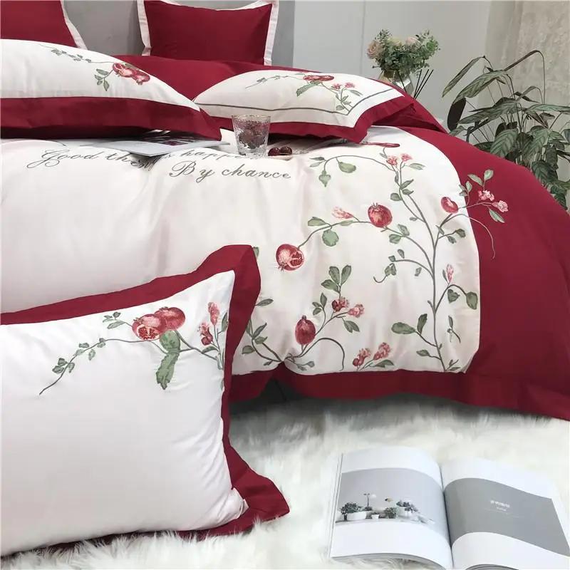 Новый роскошный красный американский Пастырское с вышивкой и цветочным принтом